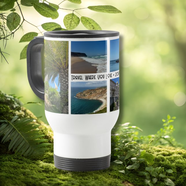Family 6 Photo Collage Fun Vacation Trip Custom  Travel Mug (Creator Uploaded)