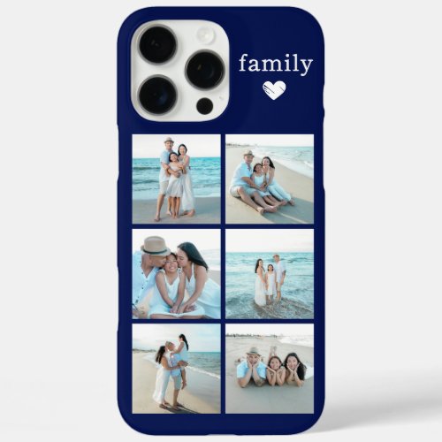 Family 6 Photo Navy Blue iPhone 16 Pro Max Case