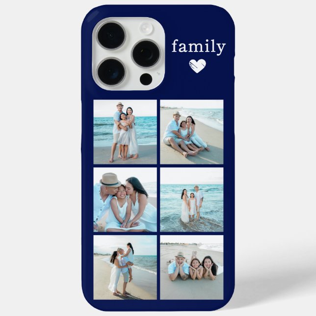 Family 6 Photo Navy Blue Case-Mate iPhone Case (Back)
