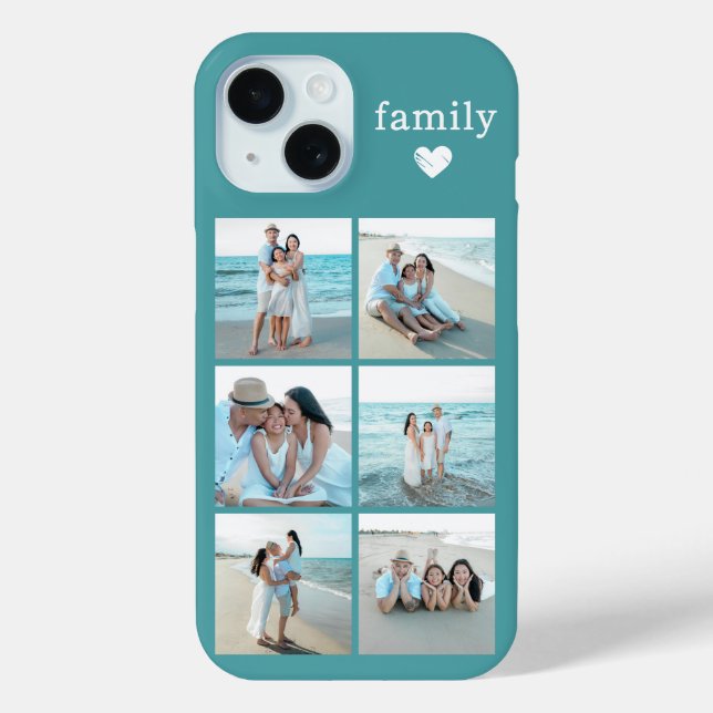 Family 6 Photo Teal Case-Mate iPhone Case (Back)