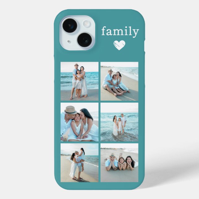 Family 6 Photo Teal Case-Mate iPhone Case (Back)