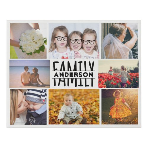Family 8 Photo Collage Easy Personalized Template Faux Canvas Print