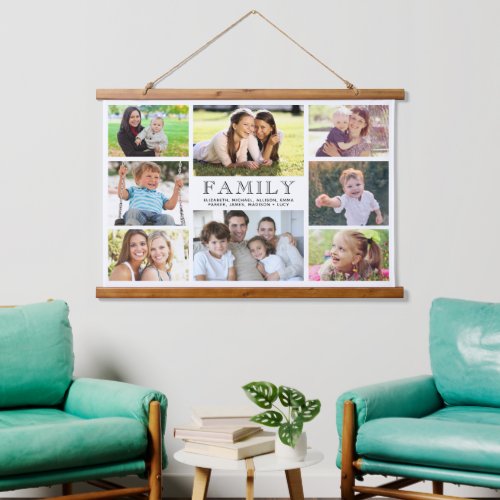 Family 8 Photo Collage Hanging Tapestry