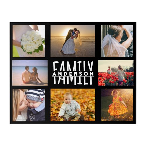 Family 8 Photo Collage Template Add Custom Name V2 Acrylic Print