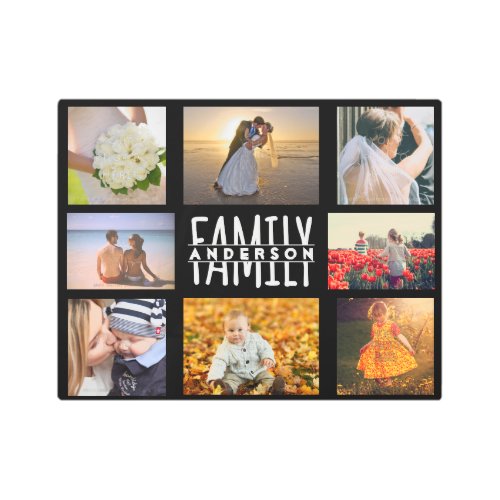 Family 8 Photo Collage Template Add Custom Name V2 Metal Print