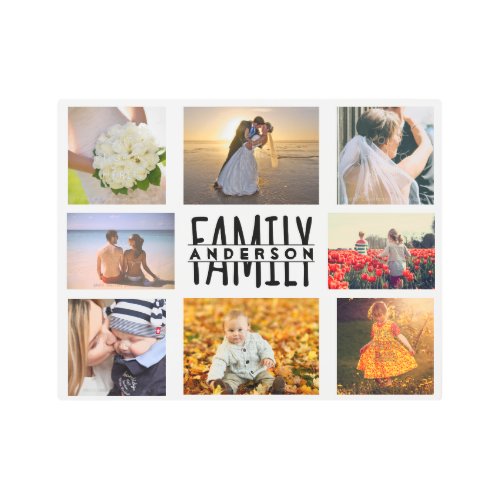 Family 8 Photo Collage Template Plus Add Name V1 Metal Print