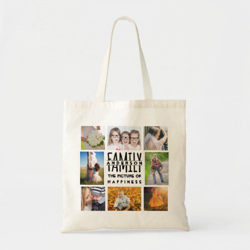 Family 8 Photo Collage Template Plus Add Name V1 Tote Bag