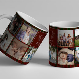 Family 9 photo collage monogram name personalized  coffee mug