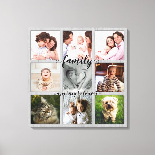 Family A Journey to Forever Rustic Photo Collage Canvas Print