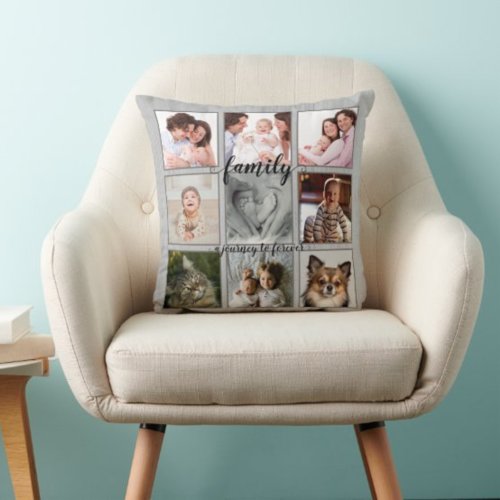 Family A Journey to Forever Rustic Photo Collage Throw Pillow