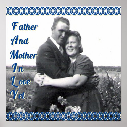 Family Acronym Parents Photo Blue Floral Borders Poster