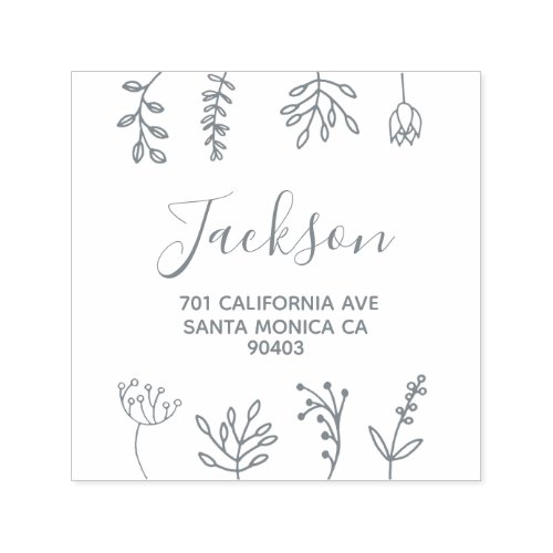 family address floral doodles self_inking stamp