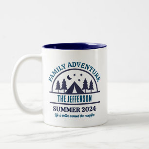 Family Adventure Camping Trip Personalized Name Two-Tone Coffee Mug