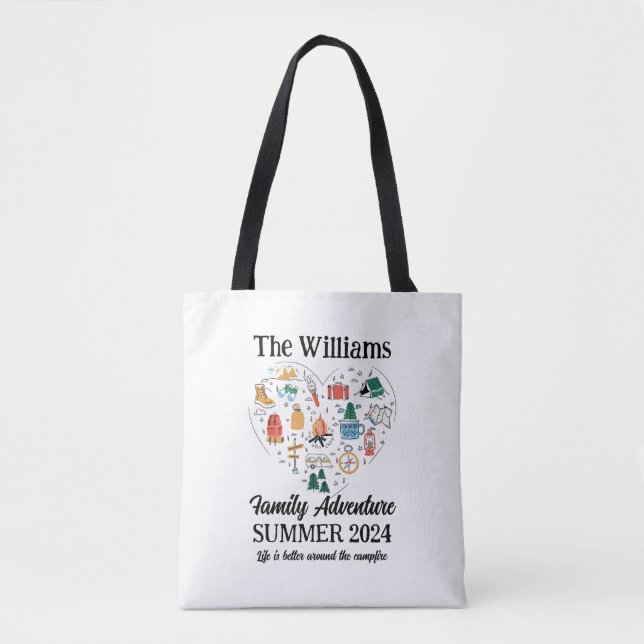 Family Adventure Hiking Camping Trip Heart Love Tote Bag (Front)