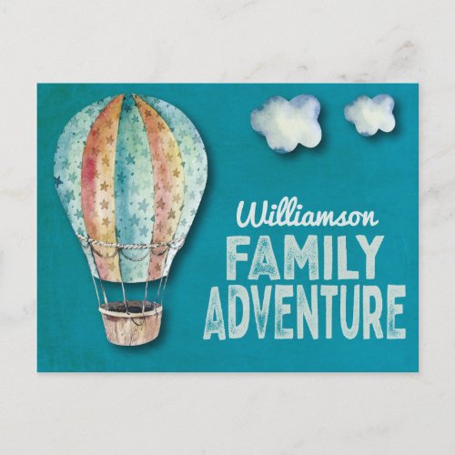 Family Adventure Reunion Hot Air Balloon Invitation Postcard