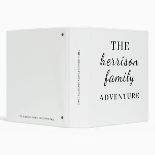 Family Adventures Modern Minimal Design 3 Ring Binder