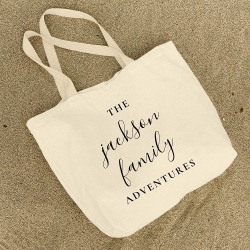 Family Adventures  Original Modern Minimalist Large Tote Bag