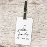 Family Adventures | Original Modern Minimalist Luggage Tag<br><div class="desc">Personalized for your wonderful and everyday family adventures,  this luggage tag makes for the perfect gift or vacation accessory! The design features a handwritten scripyt typography is a modern minimalist style for any fun and stylish family! #family #adventures #custom #luggagetag</div>
