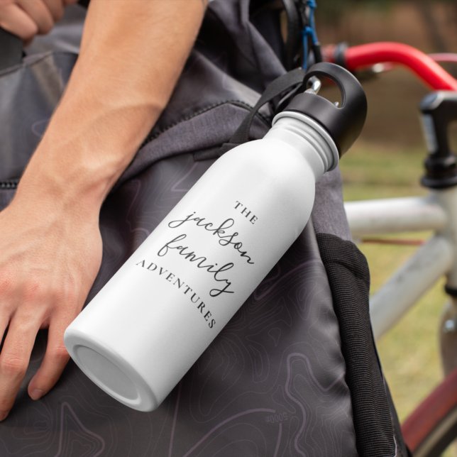 Family Adventures | Original Modern Minimalist Stainless Steel Water Bottle (Creator Uploaded)