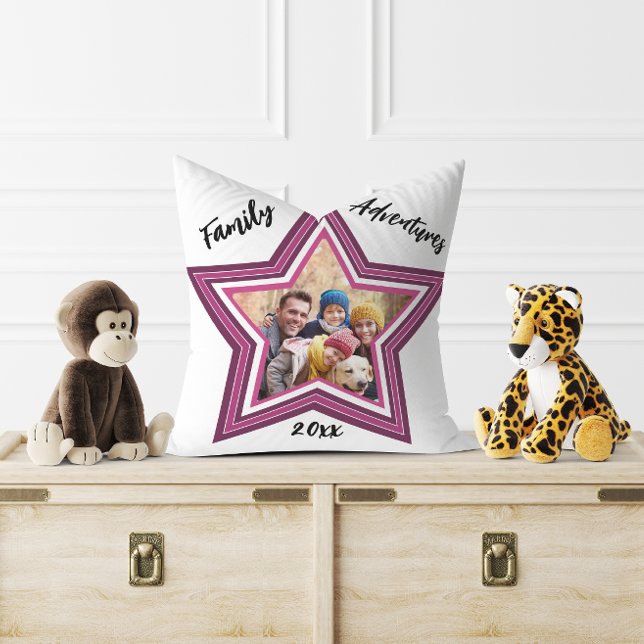 Family adventures star photo  throw pillow (Creator Uploaded)