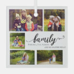 Family Always Forever 5 Photo Collage Quote Sweet  Glass Ornament at Zazzle