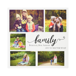 Family Always Forever 5 photo Collage Quote Sweet Metal Print