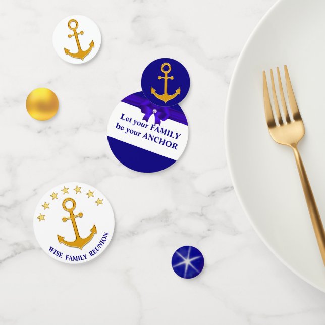 Family Anchor on Blue Golden & White Confetti (Group)