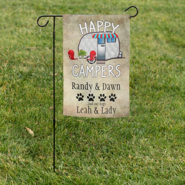 Family and Dogs Camping Flags (In SItu)