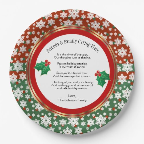 Family and Friend Christmas Caring and Sharing Paper Plates