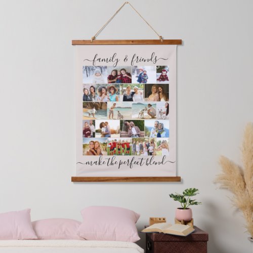 Family and Friends 20 Photo Masonry Grid Beige Hanging Tapestry