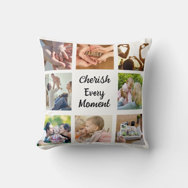 Family and Friends Collage Photo Throw Pillow (Front)