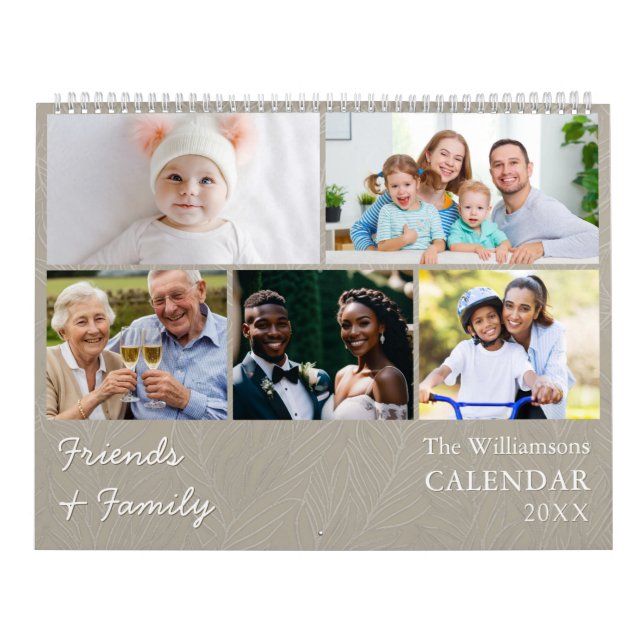 Family and Friends Elegant Gray Photo Calendar (Cover)