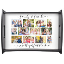 Family and Friends Quote 12 Photo Masonry Grid Serving Tray