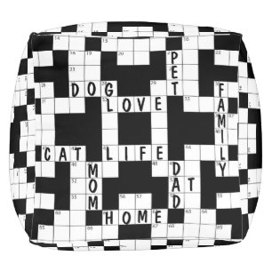 Family and Pet Crossword Puzzle Pouf