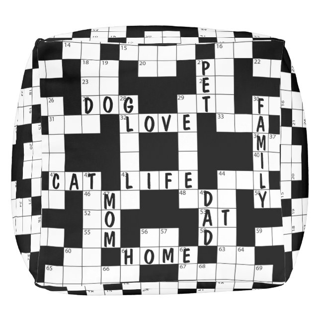 Family and Pet Crossword Puzzle Pouf (Top)