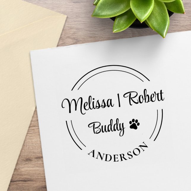 Family and Pet Name Round Address Rubber Stamp (Creator Uploaded)
