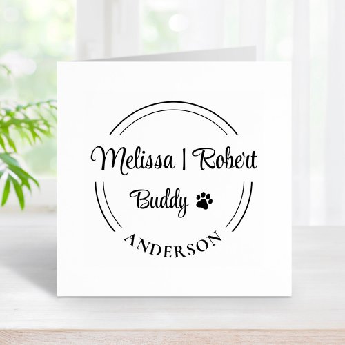 Family and Pet Name Round Address Rubber Stamp