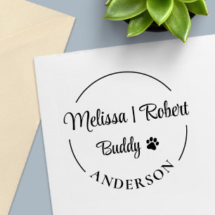 Family and Pet Name Round Address Self-inking Stamp