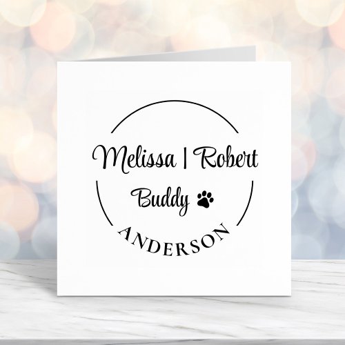 Family and Pet Name Round Address Self_inking Stamp