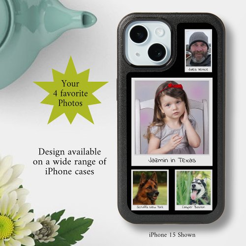 Family And Pets Photo Collage Black iPhone 15 Case