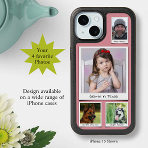 Family And Pets Photo Collage Dusty Pink iPhone 15 Case