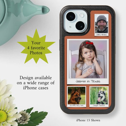 Family And Pets Photo Collage Orange Topaz iPhone 15 Case