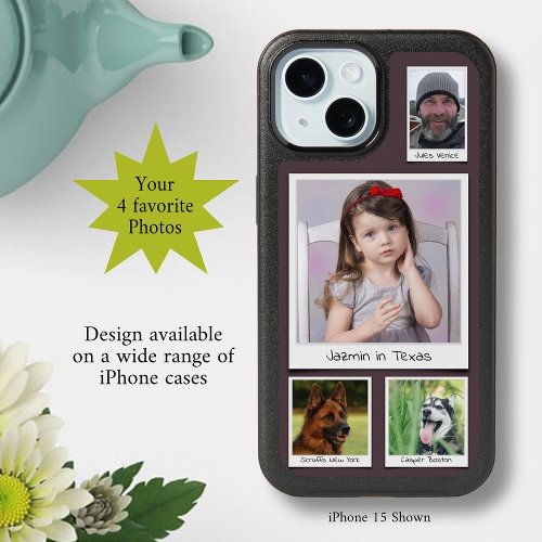 Family And Pets Photo Collage Purple Eggplant iPhone 15 Case