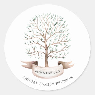 Family Annual Reunion Genealogy Tree Classic Round Sticker