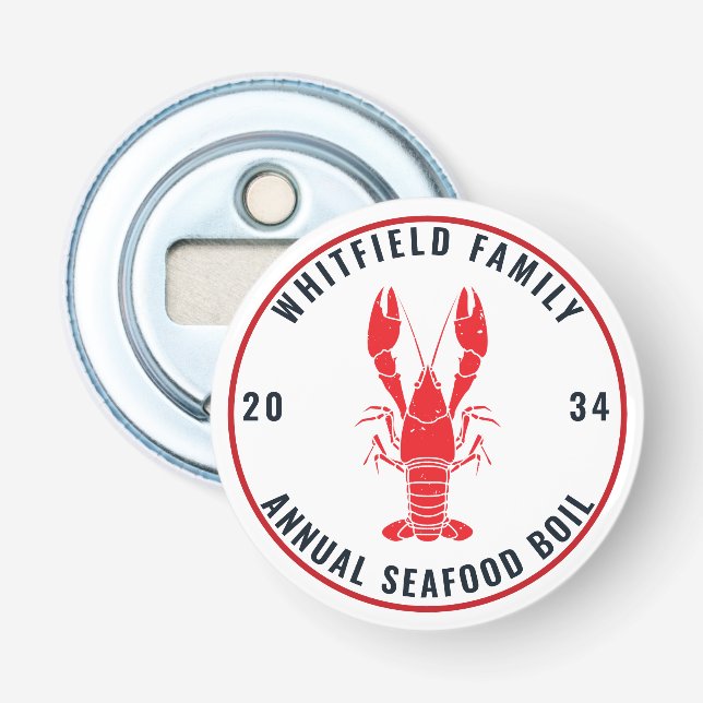 Family Annual Seafood Boil Lobster Keepsake Bottle Opener (Front)