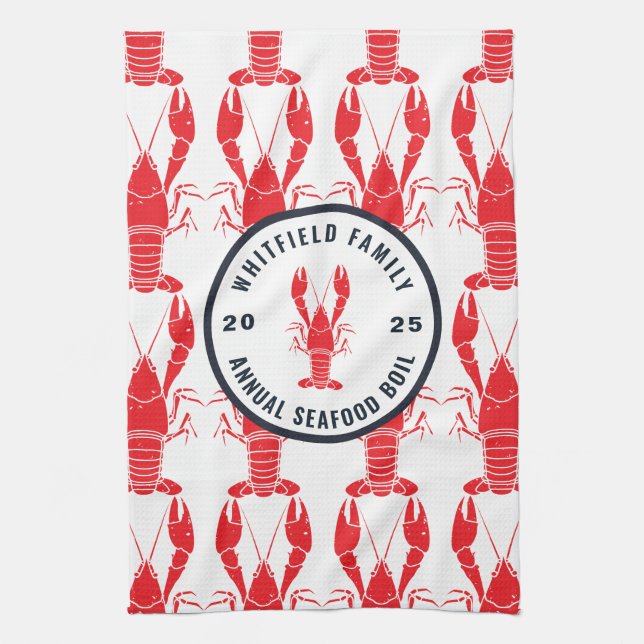 Family Any Occasion Lobster Boil Custom Kitchen Towel (Vertical)