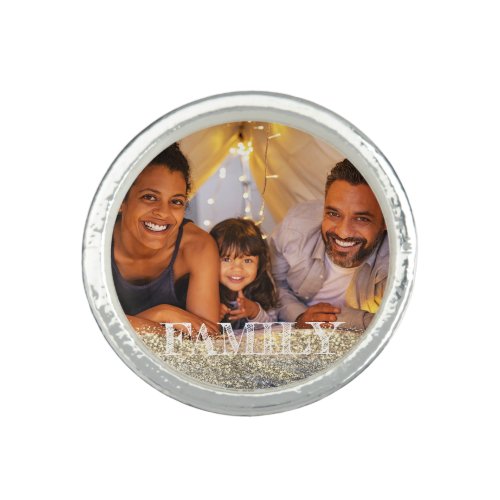 *~* FAMILY AP42 Glitter Photo Pic Picture Gold Ring