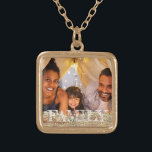 *~* FAMILY AP42 Photo Pic Picture Gold Glitter Plated Necklace<br><div class="desc">SQUARE GOLD NECKLACE - GLITTER and White Block Letters (search id AP42 for similar designs on various products ) * Energetically Enhanced remembrance Keepsake memories memory family. Upload your family picture. Right now the text reads "FAMILY" A text area is available. Personalize Customize the font color , font size actual...</div>