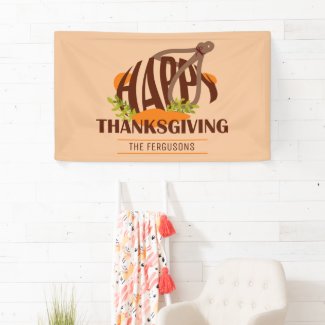 Family Artistic Thanksgiving Turkey Brown & Orange
