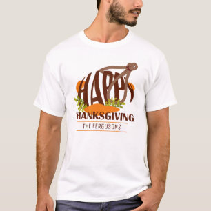 Family Artistic Thanksgiving Turkey Brown & Orange T-Shirt